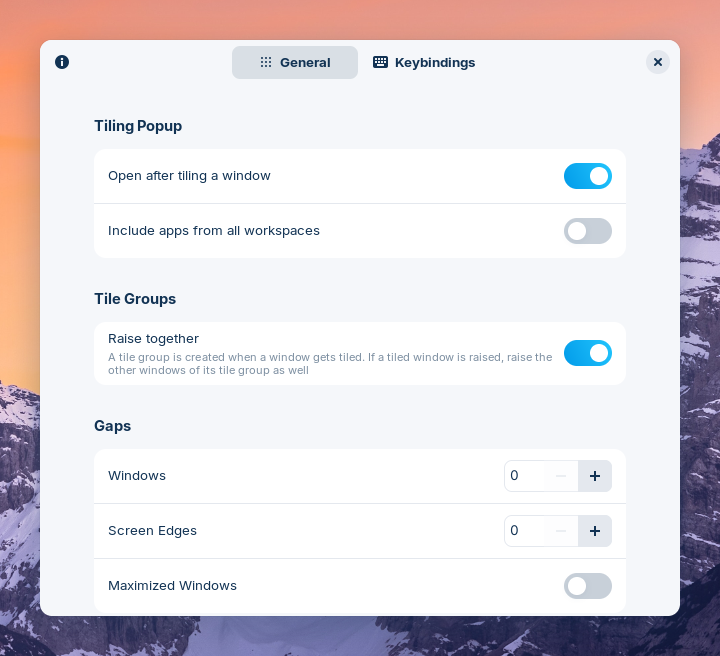 Tiling settings